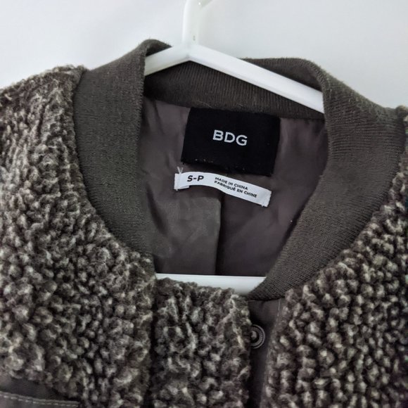 UO BDG Cozy Teddy Bomber Jacket Brown Size Small - Picture 7 of 11